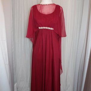 Vintage 1970s Maroon Dress with beading